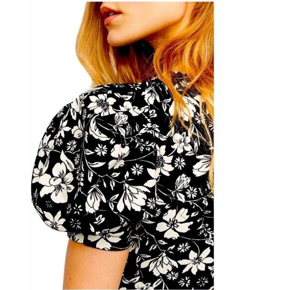 Free People Somethin Bout You Floral One Shoulder Puff Sleeve Bodysuit Size XS - Picture 6 of 10